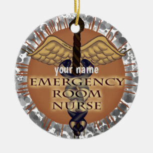 Ornamento de Caduceus personalizado ER Enfermero