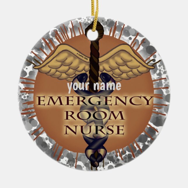 Ornamento de Caduceus personalizado ER Enfermero (Frente)