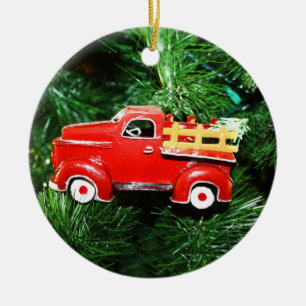 Ornamento de camionetas de pequeños Navidades rojo