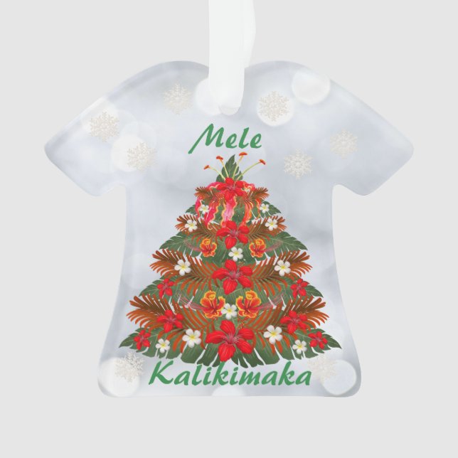 Ornamento de camisas de árbol navideño floral hawa (Anverso)