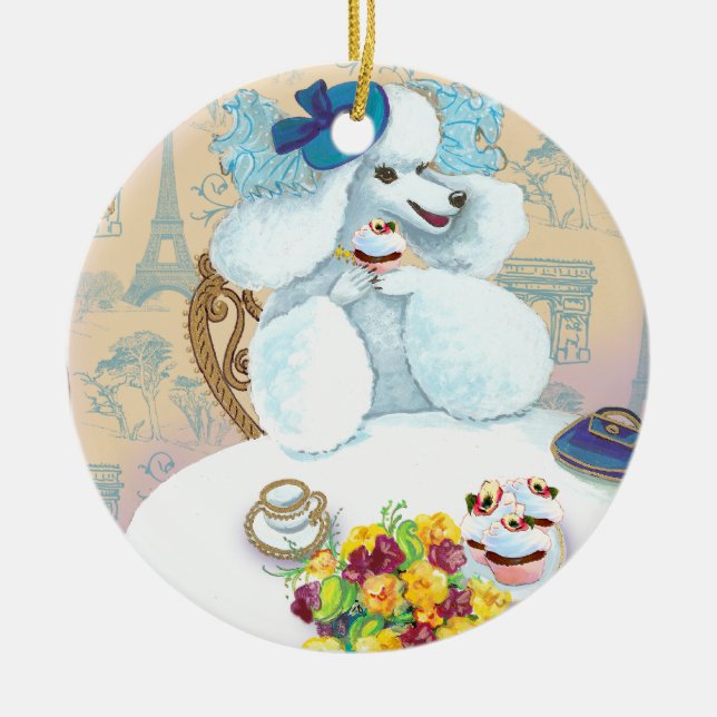 Ornamento de cangrejo blanco y pasteles (Frente)