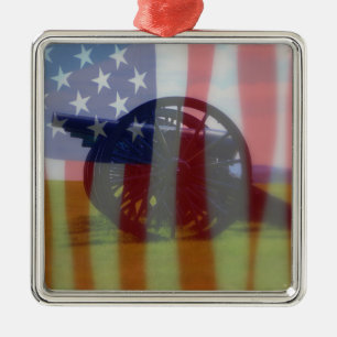 Ornamento de cañón y bandera