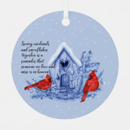 Ornamento de cardenales y copos de nieve