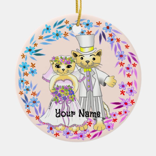 Ornamento de Cat Bride y Groom (Frente)