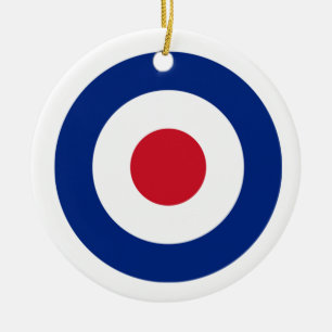 Ornamento de cerámica azul blanco y rojo MOD   Reg