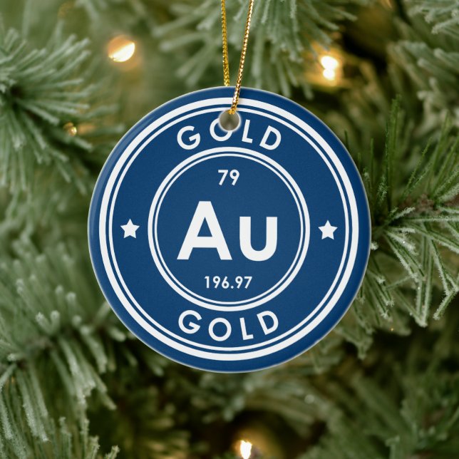 Ornamento de cerámica azul con elemento dorado (Árbol)