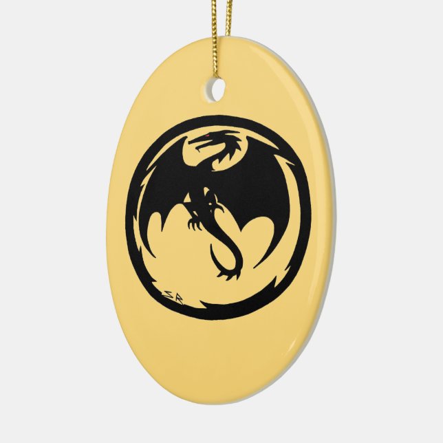 Ornamento de cerámica Black Dragon Gold (Izquierda)