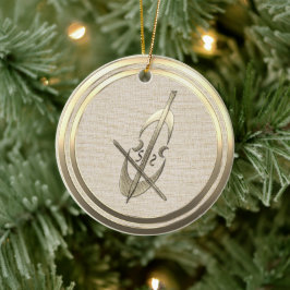 Ornamento de cerámica Cello de música de oro de es