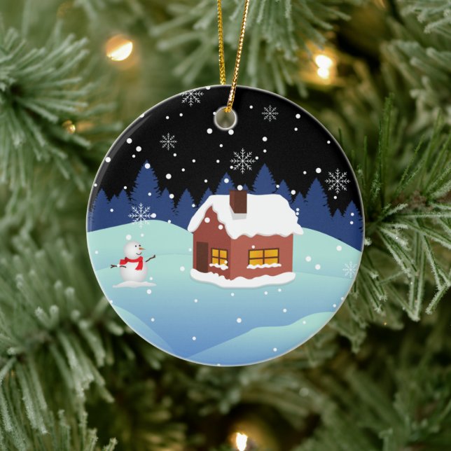 Ornamento de cerámica de Año Nuevo Feliz (Árbol)