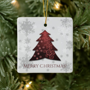 Ornamento de cerámica de árbol de Navidad rojo fes