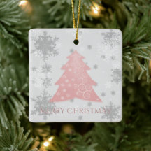 Ornamento de cerámica de árbol de navidad rosa fes