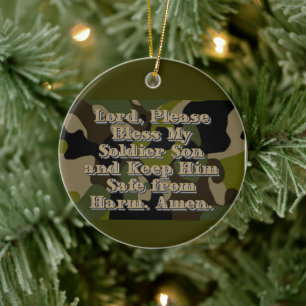 Ornamento de cerámica de Camo Soldier Son Prayer