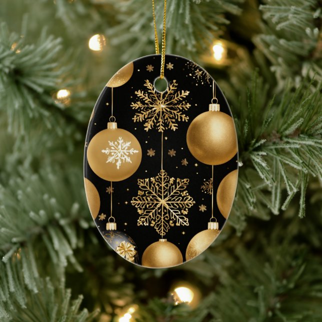 Ornamento de cerámica de cerezo negro y dorado par (Árbol)