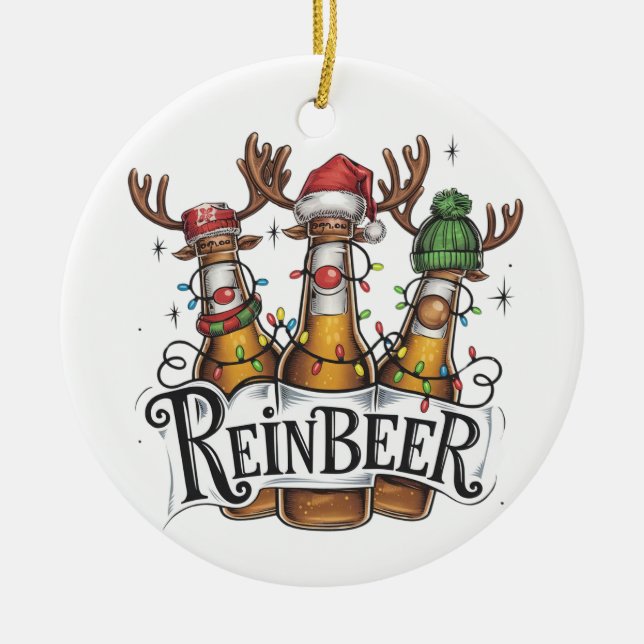 Ornamento de cerámica de cerveza divertida (Frente)