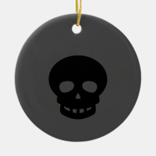 Ornamento de cerámica de cráneo negro espeluznan