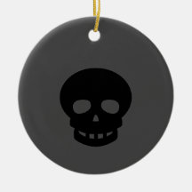 Ornamento de cerámica de cráneo negro espeluznante