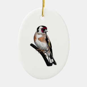 Ornamento de cerámica de dibujo de Goldfinch