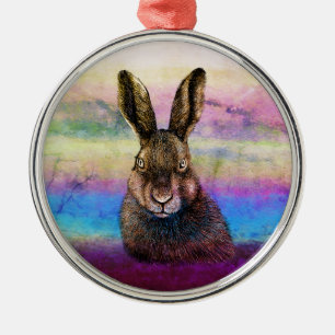 Ornamento de cerámica de dibujo de liebre