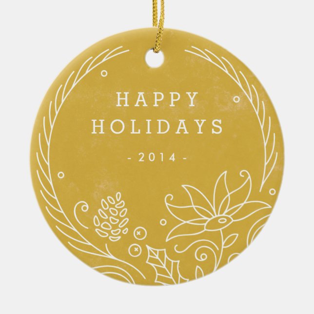 Ornamento de cerámica de flor de flor - Oro (Frente)