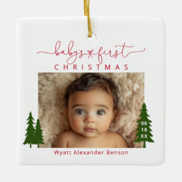 Ornamento de cerámica de foto de Navidades del beb