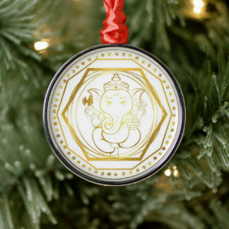 Ornamento de cerámica de Ganesh de oro