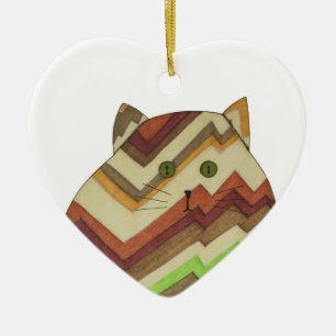 Ornamento de cerámica de gato gordo