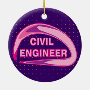 Ornamento de cerámica de ingeniero civil rosado