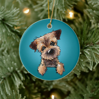 Ornamento de cerámica de KiniArt Border Terrier