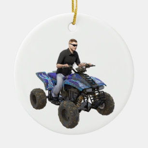 Ornamento de cerámica de la motocicleta azul ATV