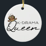 Ornamento de cerámica de la reina de K-drama<br><div class="desc">Ornamento de K-Drama Queen de 2 lados</div>