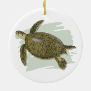 Ornamento de cerámica de la tortuga verde