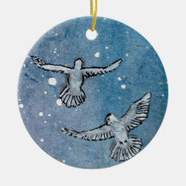 Ornamento de cerámica de las palomas