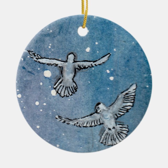 Ornamento de cerámica de las palomas (Frente)