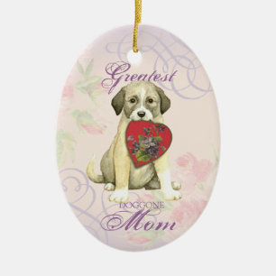 Ornamento de cerámica de madre de perro pastor ana