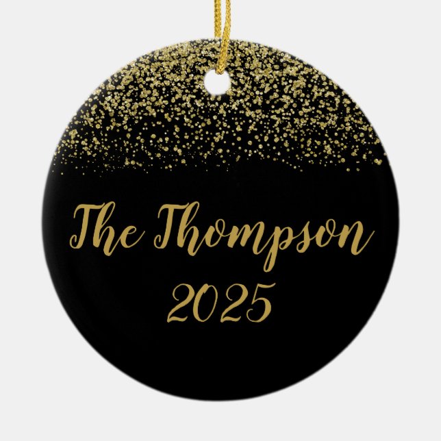 Ornamento de cerámica de personalizado de la famil (Frente)