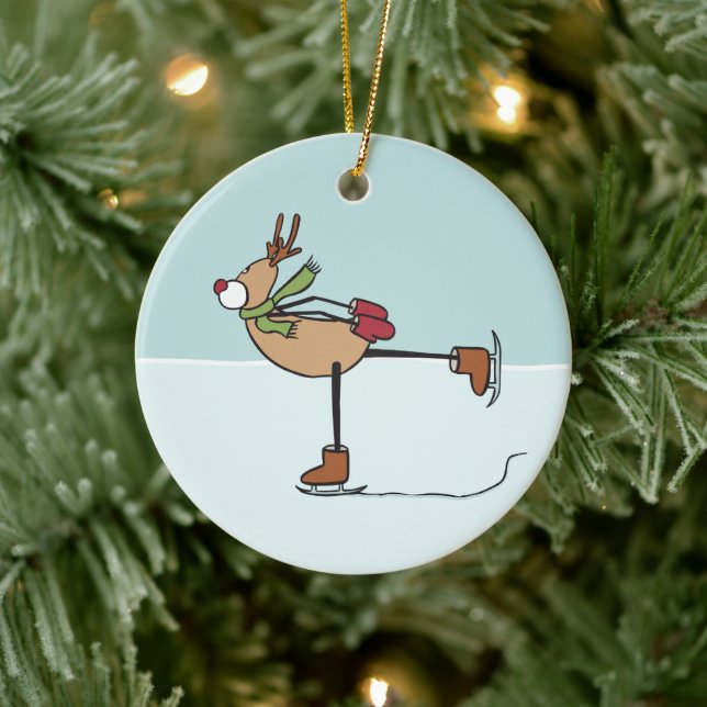 Ornamento de cerámica de reno de baile lindo (Árbol)