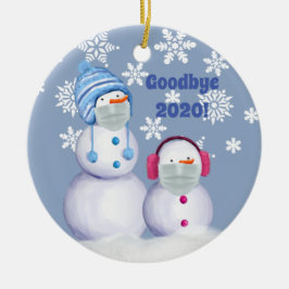 Ornamento de cerámica de Snowman 2020