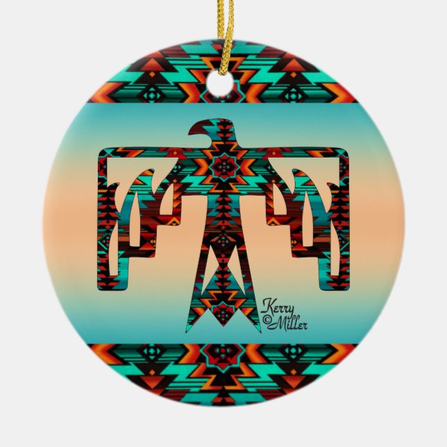 Ornamento de cerámica de Thunderbird tribal (Frente)