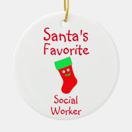 Ornamento de cerámica de trabajador social favorit
