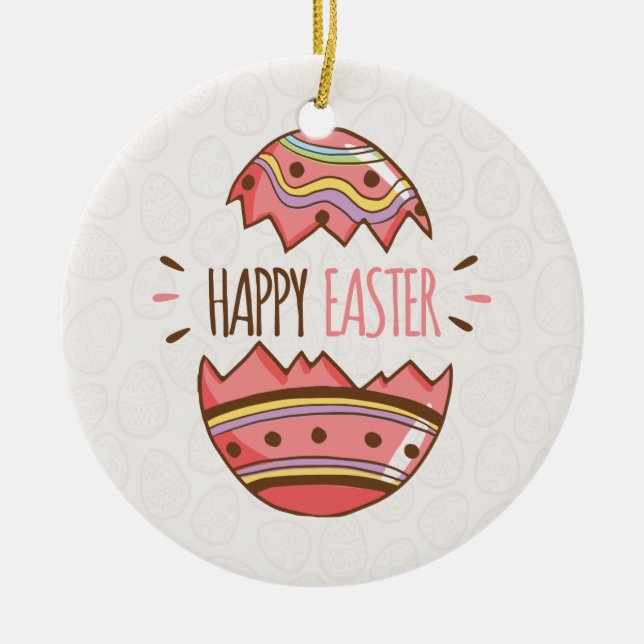 Ornamento de cerámica decorativo simple del huevo (Frente)