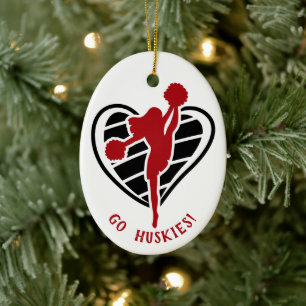 Ornamento de cerámica del equipo de animadores roj