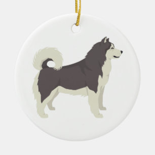 Ornamento de cerámica del ilustracion del Malamute