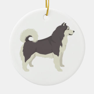 Ornamento de cerámica del ilustracion del Malamute