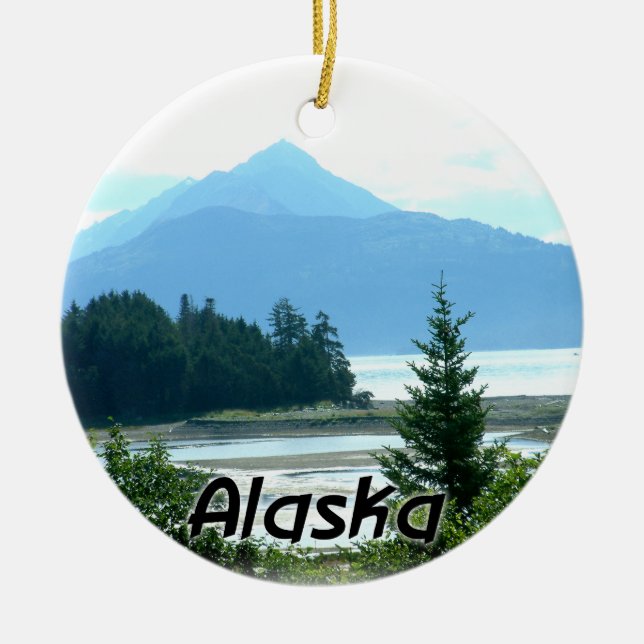 Ornamento de cerámica del navidad de Alaska (Frente)