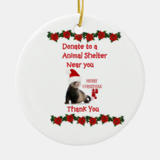 Ornamento de cerámica del navidad del hurón
