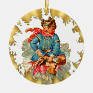 Ornamento de cerámica del navidad del patinaje de