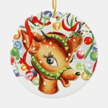Ornamento de cerámica del navidad del reno del