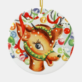 Ornamento de cerámica del navidad del reno del