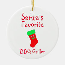 Ornamento de cerámica favorita de Santa BBQ Grille