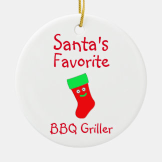 Ornamento de cerámica favorita de Santa BBQ Grille